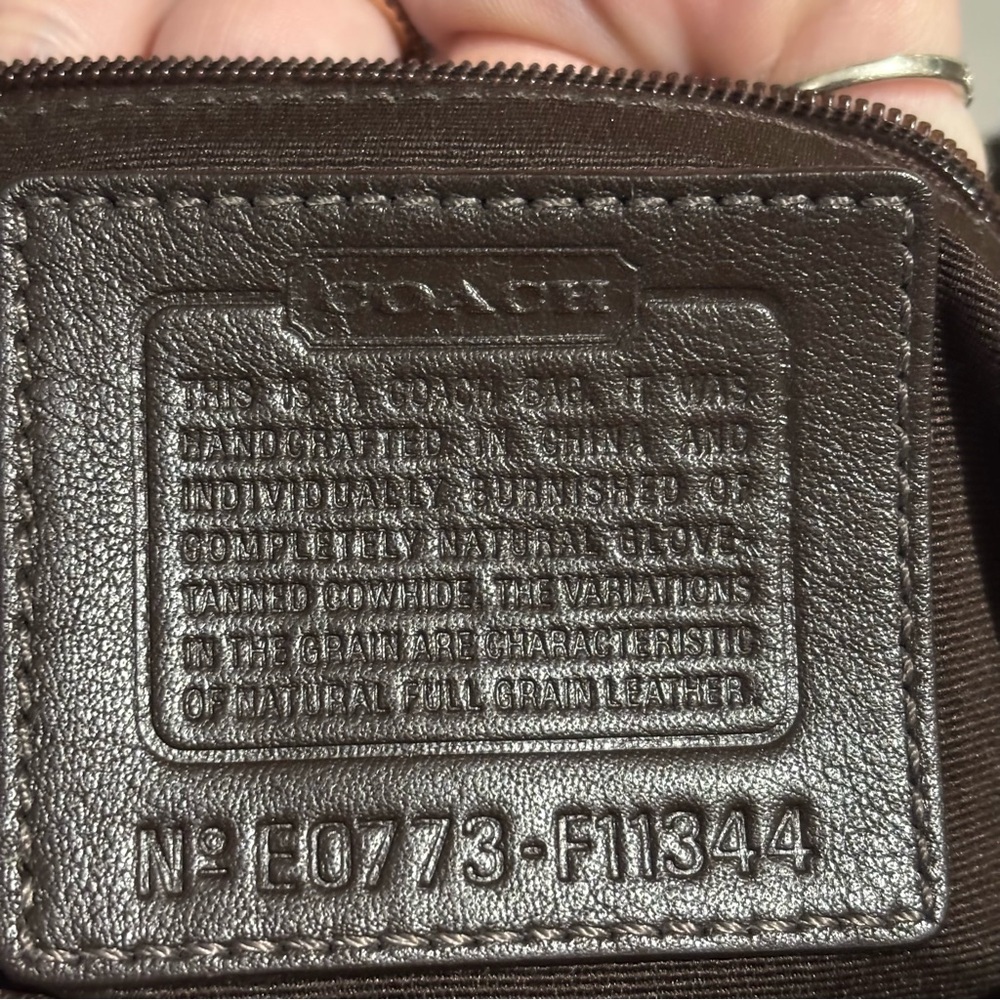 Coach Brown Two Tone Leather Signature Monogram Canvas Hobo Shoulder Purse - Picture 15 of 16